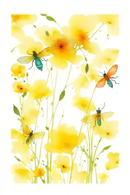 fireflies in a field tattoo design idea