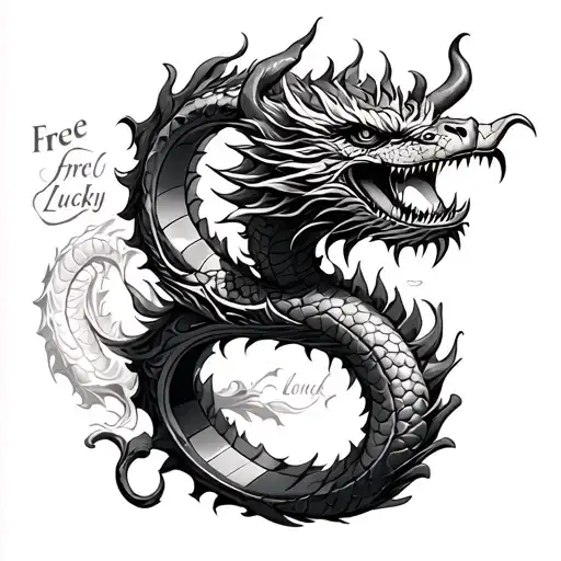 The theme of the Mobius ring is the dragon, plus the free and lucky words. Design blueprint tattoo design idea