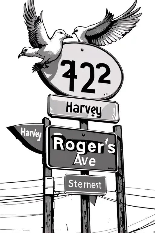 412 with interstate 376 sign to road signs with Harvey ave and Rodger's street with a few doves tattoo design idea