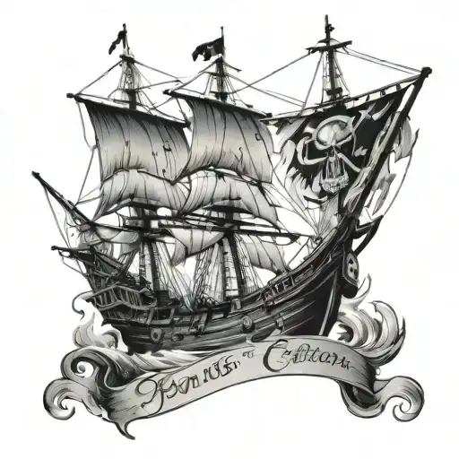 pirates of Caribbean ship tattoo design idea