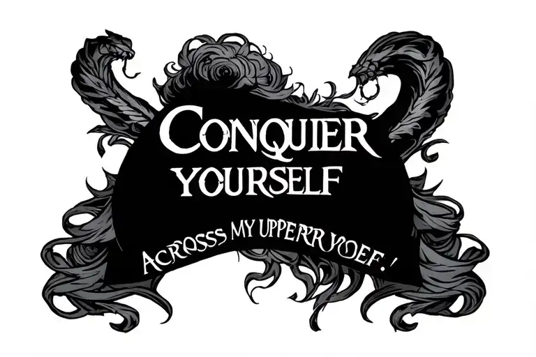 Conquer Yourself" across my upper back. tattoo design idea