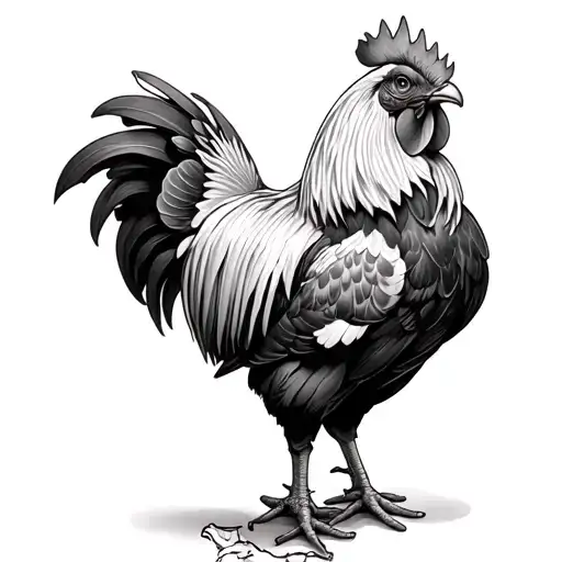 Okay so I want a fighting rooster black and white realism behind my forearm the size I’m not sure how big the area is be tattoo design idea