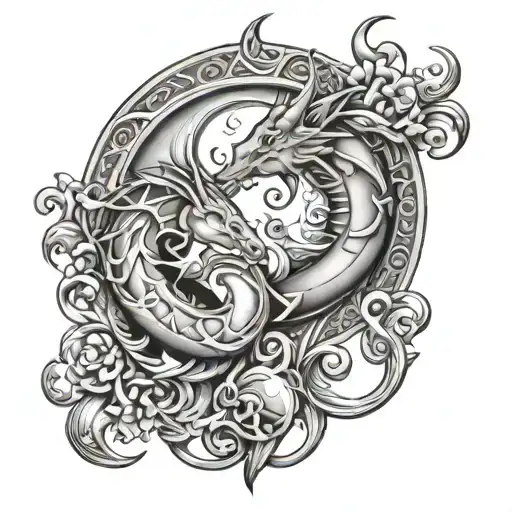 Capricorn and Pisces mixed tattoo design idea