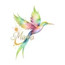 bird of paradise with the word mama a dove and a heart tattoo design idea