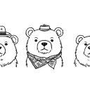  3 bears face looking one with a little bowlerhat the middle one with a bandana around the neck and det last one fiminin tattoo design idea