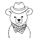  3 bears face looking one with a little bowlerhat the middle one with a bandana around the neck and det last one fiminin tattoo design idea