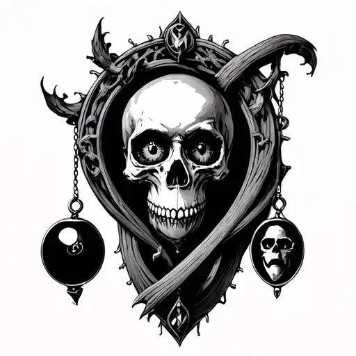 pendulum from put and pendulum, eye from tell tale heart, shroaded skull from masque of the red death, and catacombs tattoo design idea