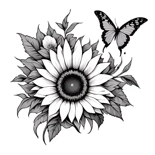 Butterflies sunflower and a Virgo sign tattoo design idea