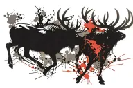 bull elks fighting each other tattoo design idea