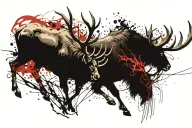bull elks fighting each other tattoo design idea