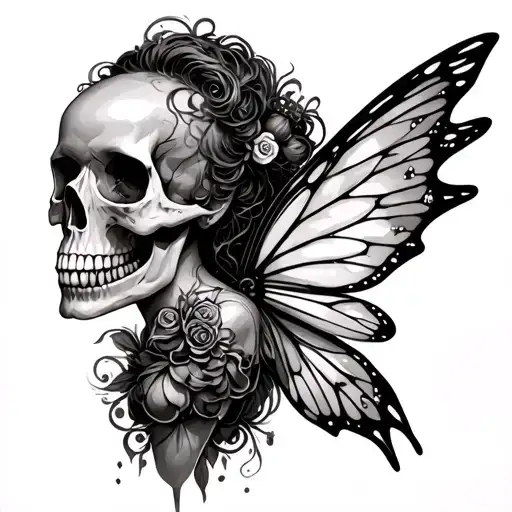 Skull Fairy tattoo design idea
