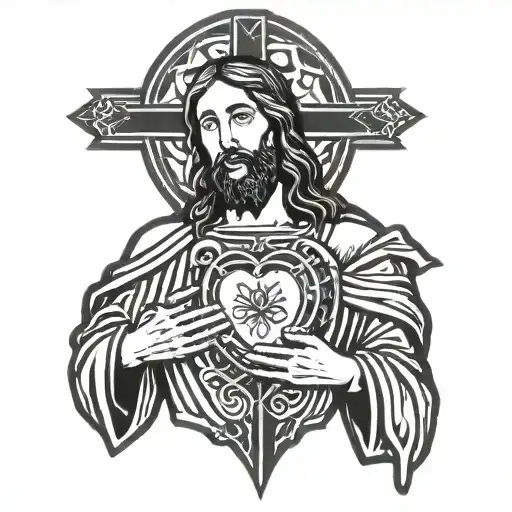 jesus christ with sacred heart tattoo design idea