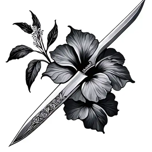 African sword with hibiscus flower tattoo tattoo design idea