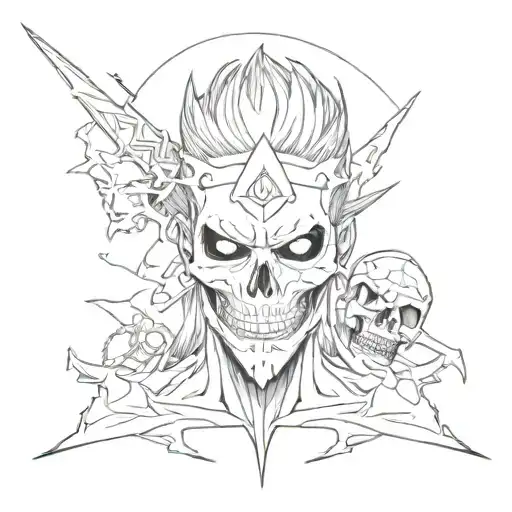 Bleach number 6 with a face and a skull inside tattoo design idea