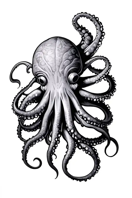 squid wrapping its tentacles tattoo design idea