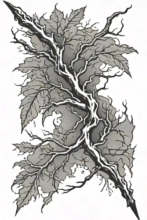 Twig and Lightning Bolt tattoo design idea