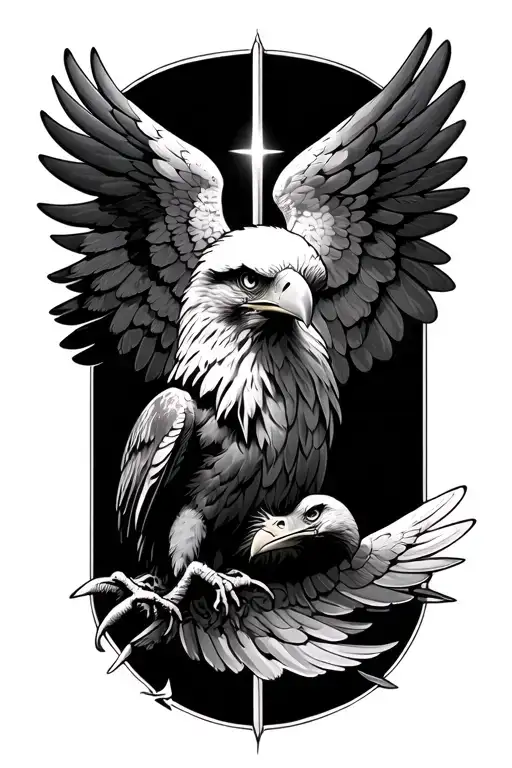 eagle and fallen angels tattoo design idea