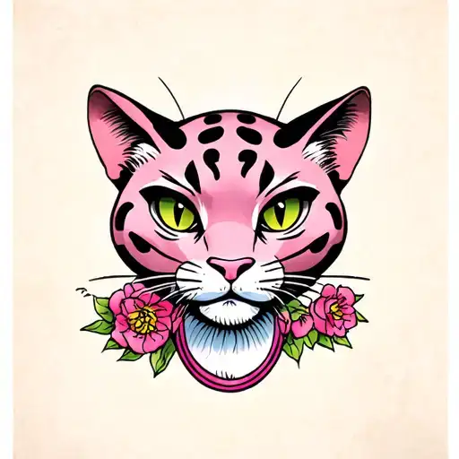the pink panther framed like art tattoo design idea