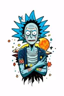 astrophysics mixed with rick and morty mixed with ufc  tattoo design idea