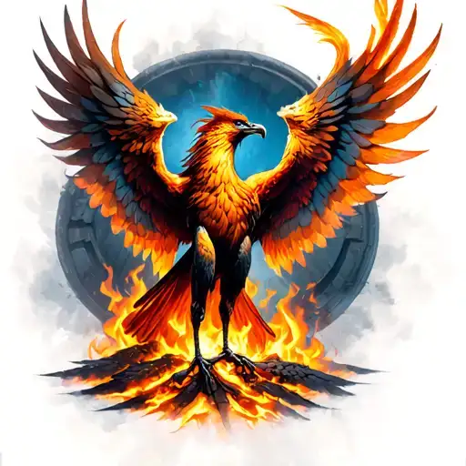 A tattoo of a phoenix rising from the ashes, representing your journey of overcoming breast cancer, prison time, and loss tattoo design idea