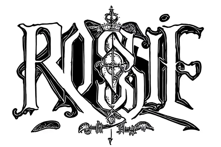 "Rosie" Old English Knight tattoo design idea