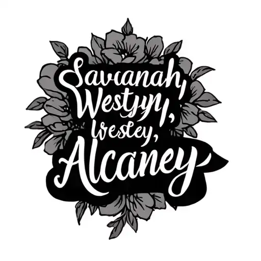 "Savannah, Westyn, Alcaney" dad Childs names handwritten tattoo design idea
