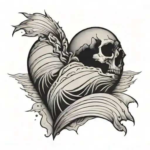 Broken heart with sand dune tattoo design idea