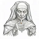 nun smoking a cigarette tattoo design idea