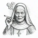 nun smoking a cigarette tattoo design idea