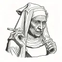 nun smoking a cigarette tattoo design idea