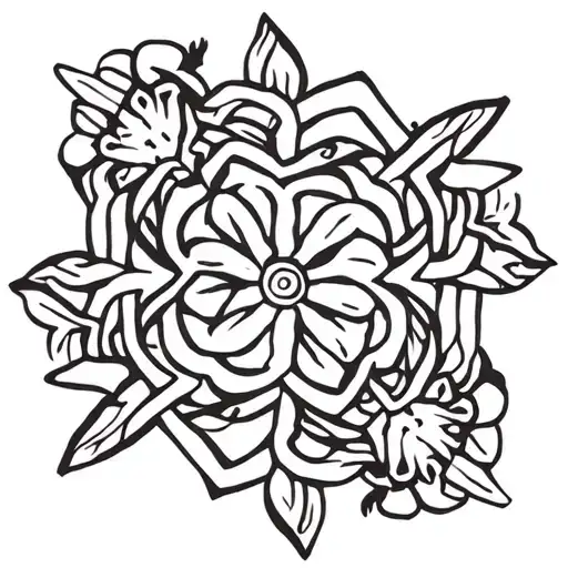 flowers of life in a Tibetan endless knot   tattoo design idea