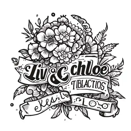 Mexican gang tattoo design featuring girly stuff and the name Liv and chloe  tattoo design idea