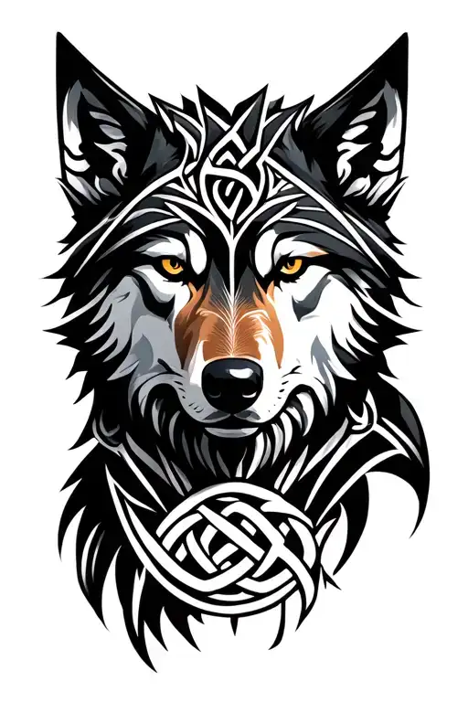 wolf with Celtic Knot tattoo design idea