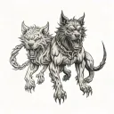 cerberus + chains + flame tattoo design idea