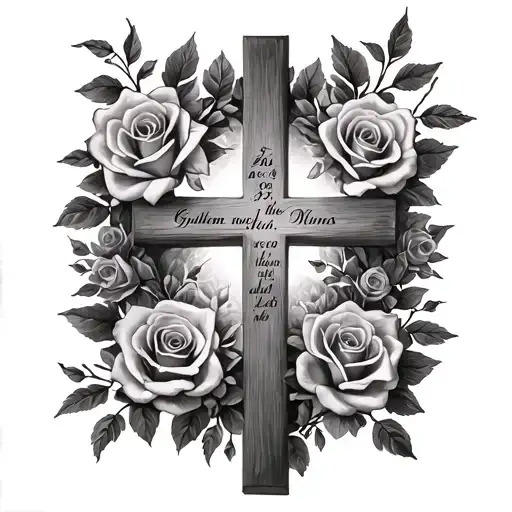  psalm 25:5 galatians 2:20 inside the cross with roses around it tattoo design idea