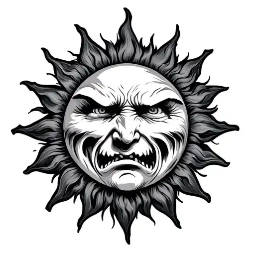 Angry Sun tattoo design idea