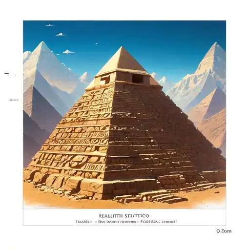 egyptian pyramid with eight sides. it is built with polygonal stones like the walls in cusco tattoo design idea