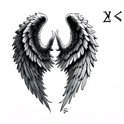 Roman numeral 2, single angel wing tattoo design idea