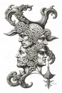 janus two heads tattoo design idea