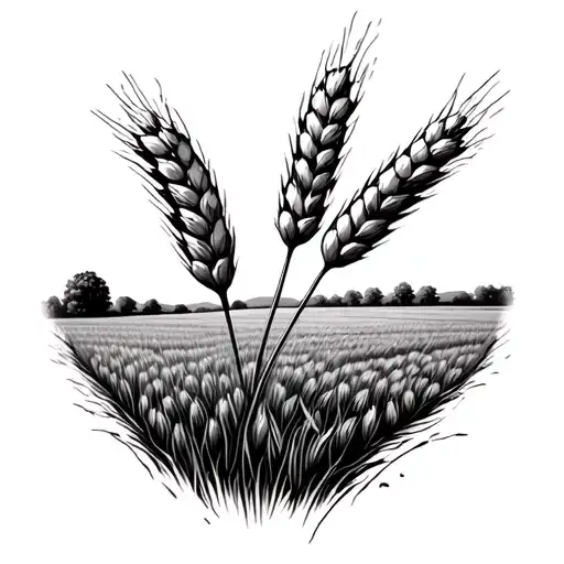 wheat field hills tattoo design idea