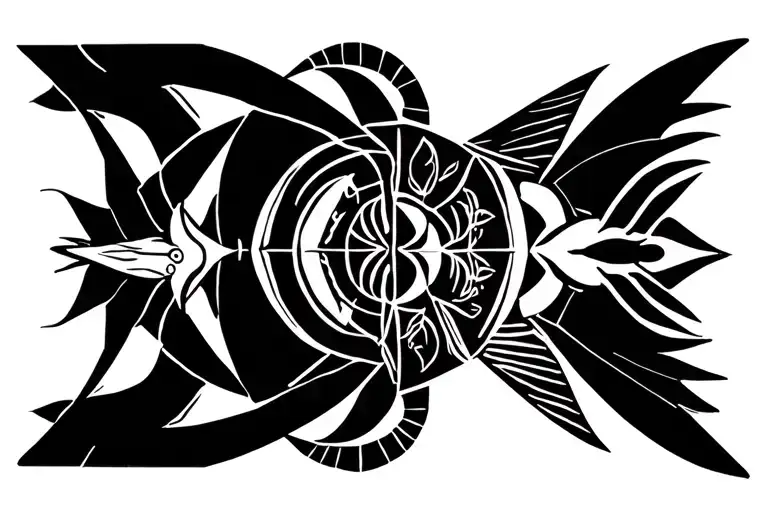 pisces, cancer, virgo symbol integrated tattoo design idea