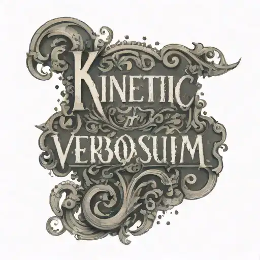 the word "Kinetic Verbosium" written in a way that portrays ADHD also using a Victorian Font tattoo design idea