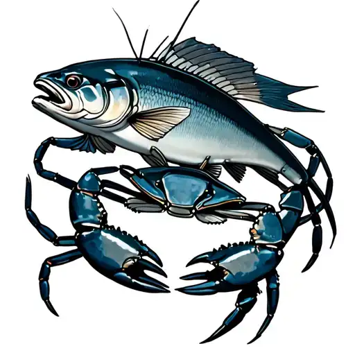 striped bass and Maryland blue crab tattoo design idea