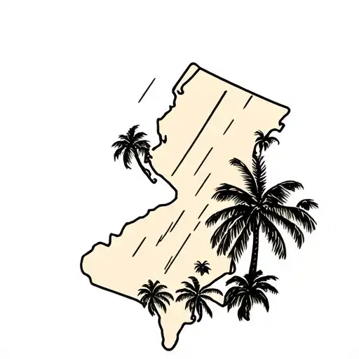 palm trees and New Jersey state tattoo design idea