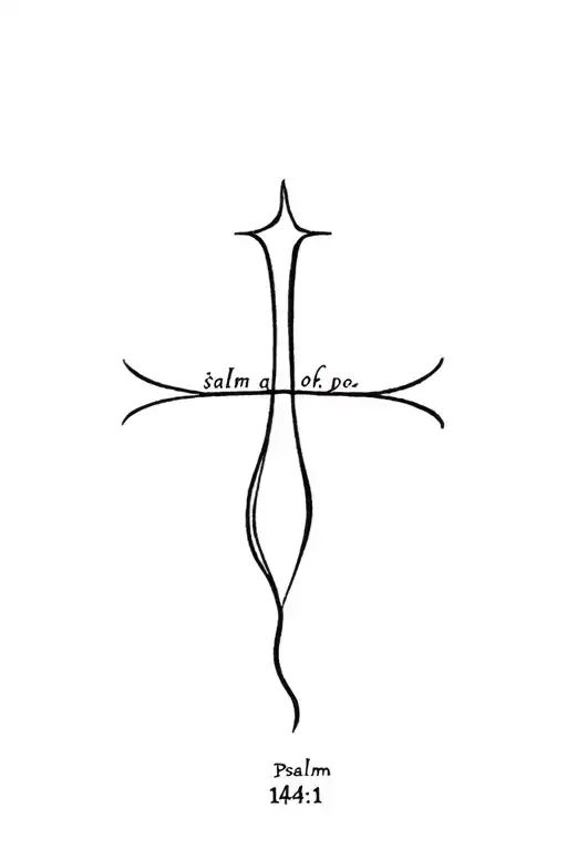 cross and "psalm 144:1" tattoo design idea