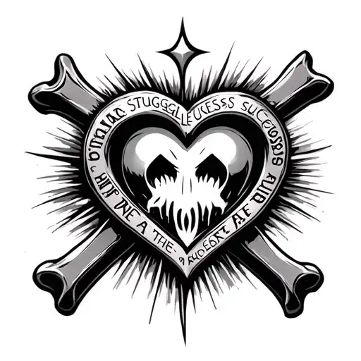I want something like this, Chrome Heart Crosses, The quote saying "No struggle, no success", And eye at the top crying, tattoo design idea