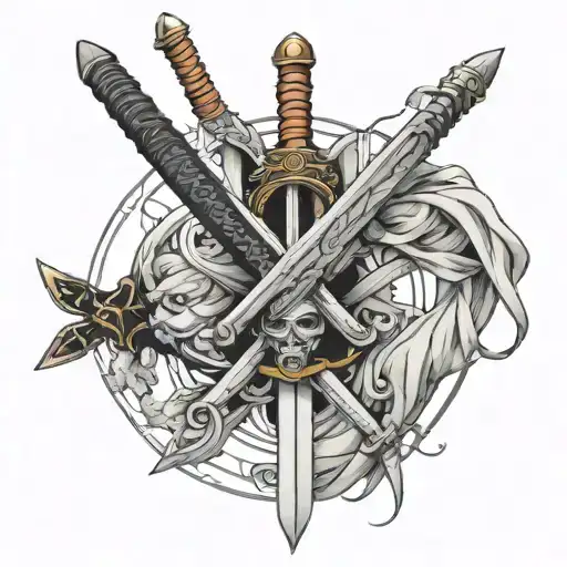 three swords like zoro swords but make them close to each other make it simpel tattoo design idea