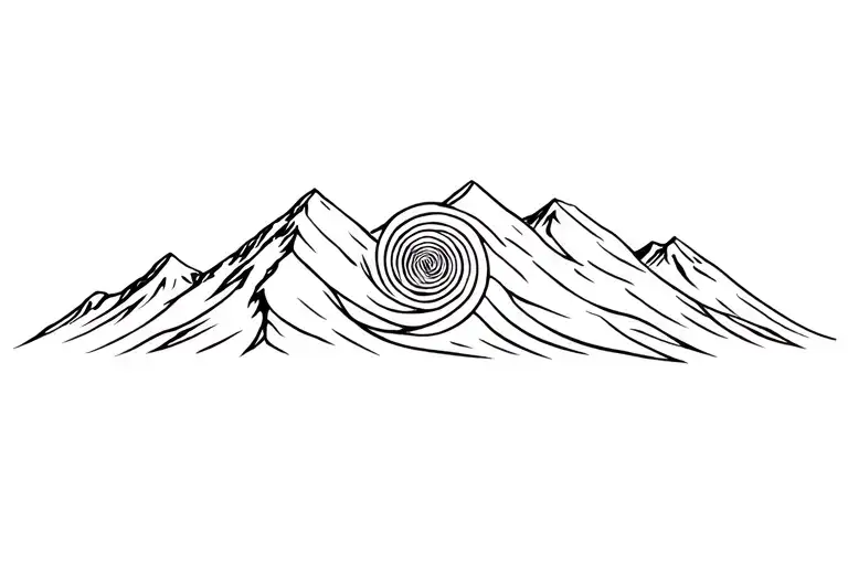 Spiral With Mountain Outline Intertwined Coca Leaves Tattoo tattoo design idea