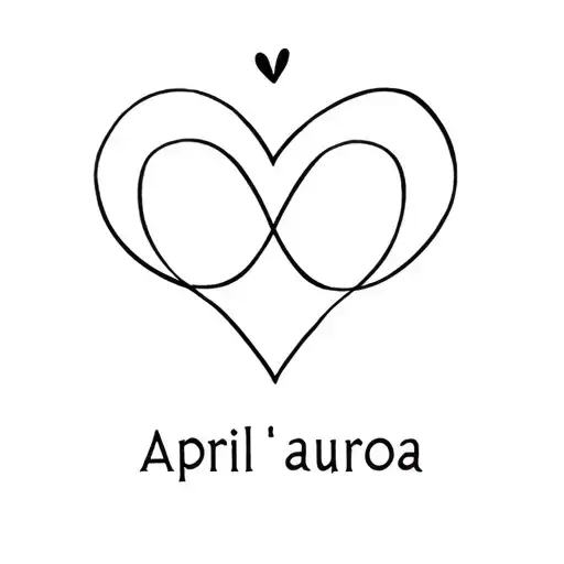 "April  Aurora" infinity symbol with heart tattoo design idea