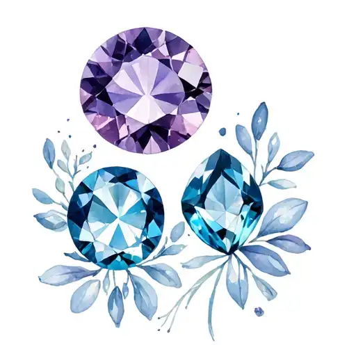 couples birthstone blue topaz and amethyst  tattoo design idea